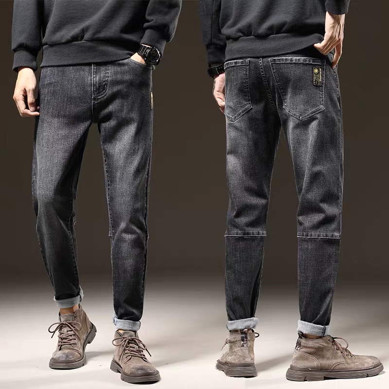 Hot style high stretch jeans in autumn 2020 popular logo slim-fit short trousers for men summer casual long trousers for men 46 thumbnail