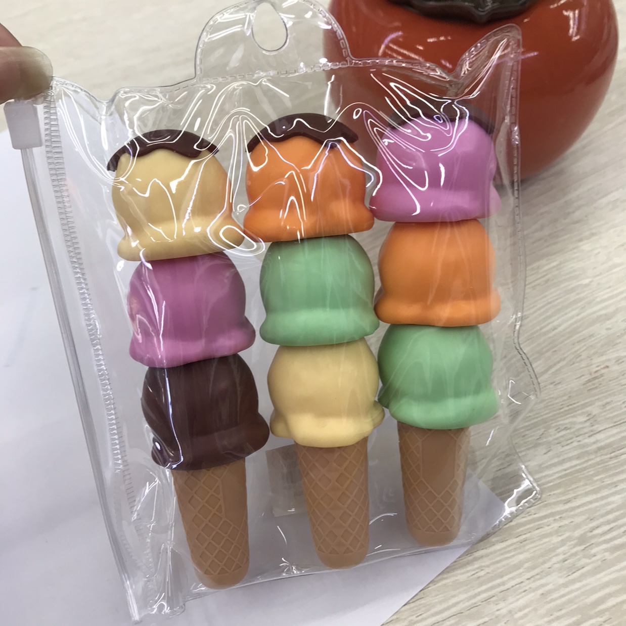 Ice cream shape highlighter multi-section multi-color 3 PVC bags