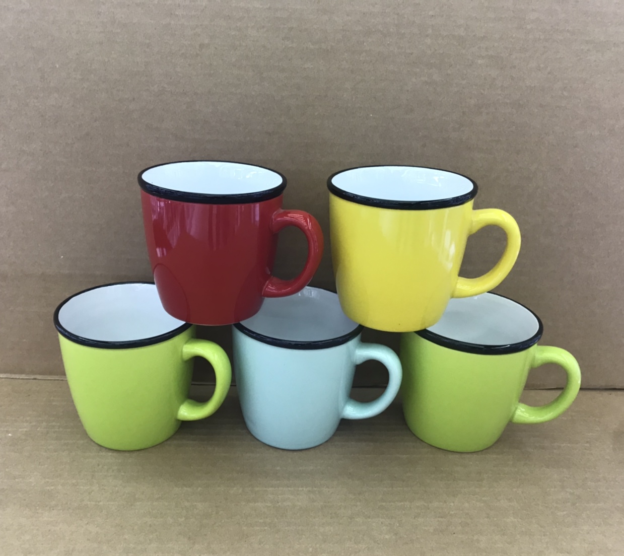 13oz ceramic cup with external color edges