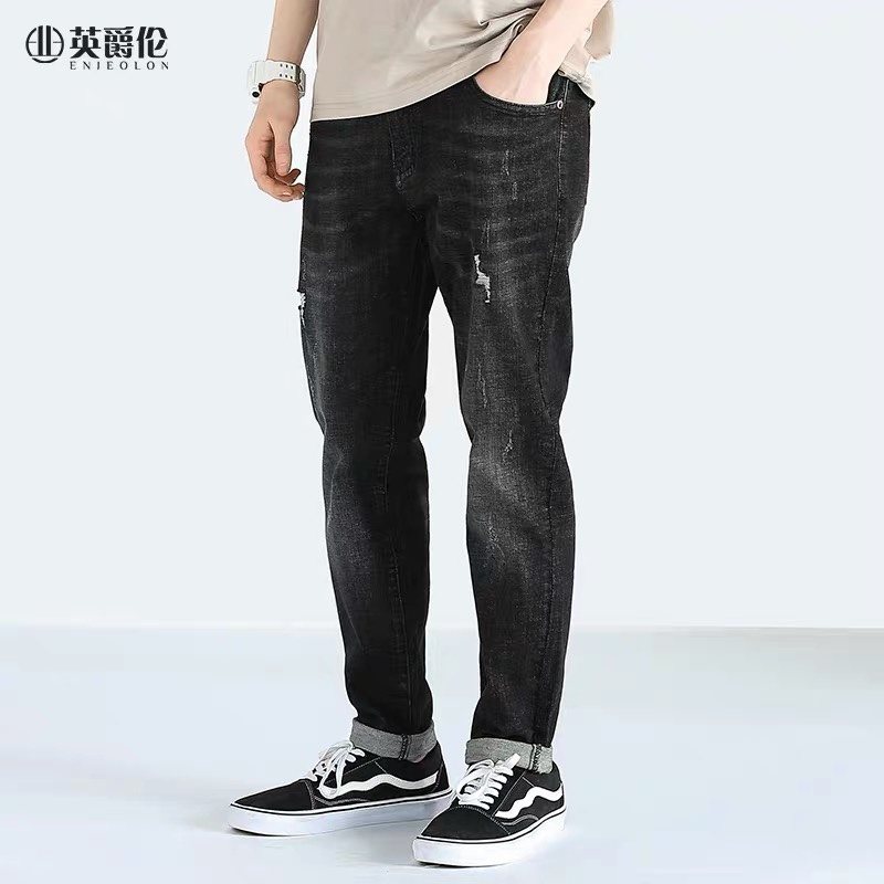 Autumn jeans male straight leg loose Korean version of the trend of nine minutes slim pants small feet casual with nine minutes of long pants 25 thumbnail