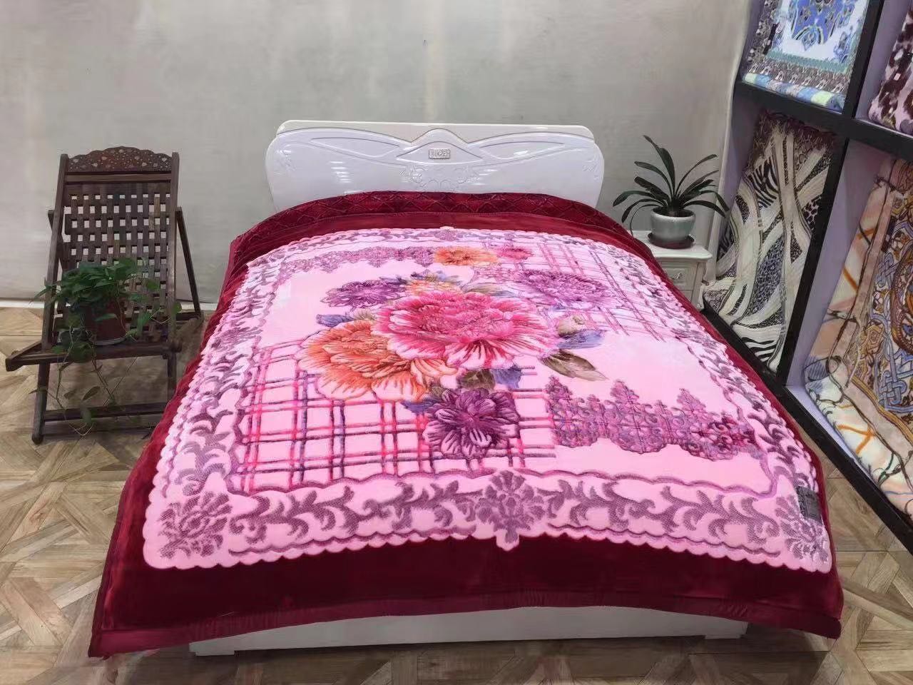 Yiwu Good Goods Manufacturers New Thick Raschel Blanket Wedding Bed Products Super Soft Blanket Double Blanket Specification drawing
