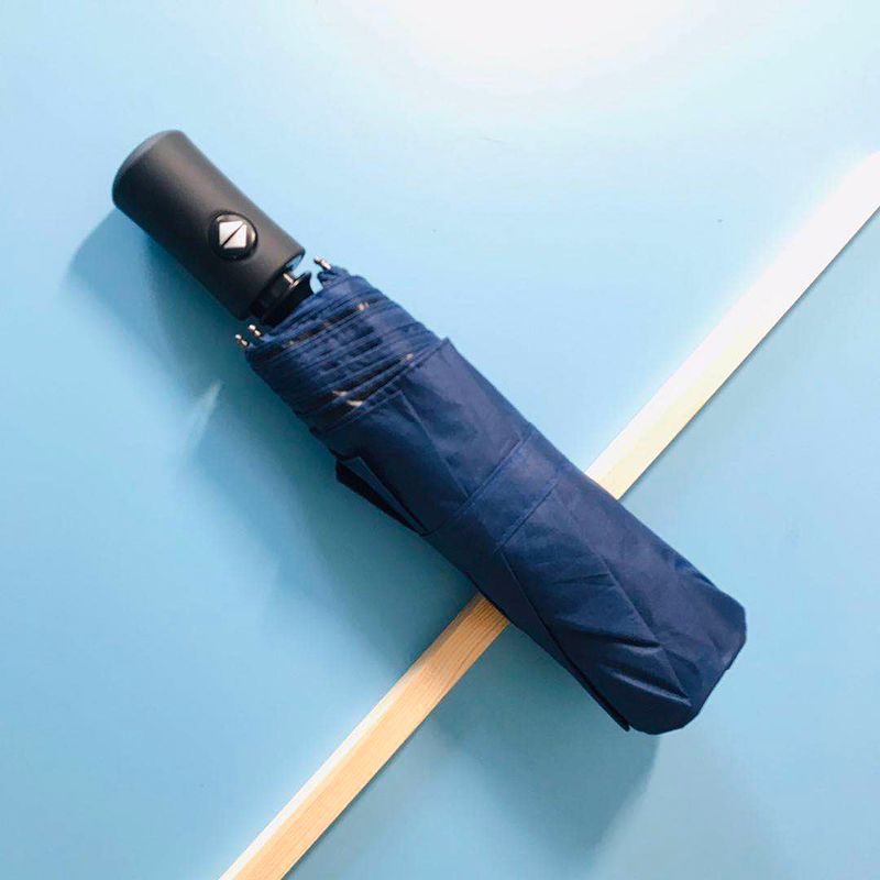 新款全自动素色黑胶晴雨伞折叠三折伞定制广告logo防晒遮阳详情图7