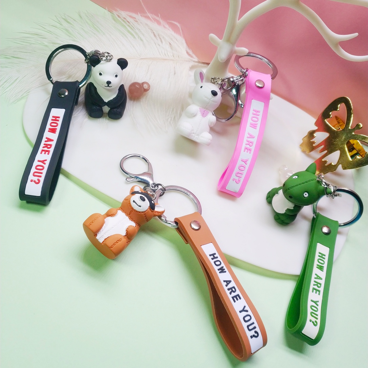 Cute little animal keychain girl couple bag pendant car pendant gift girlfriends personality South Korean new products thumbnail