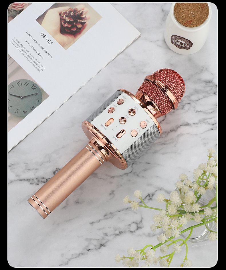 厂家直销858L麦克风带灯话筒 自带音响k歌宝蓝牙无线电容麦克风详情图7