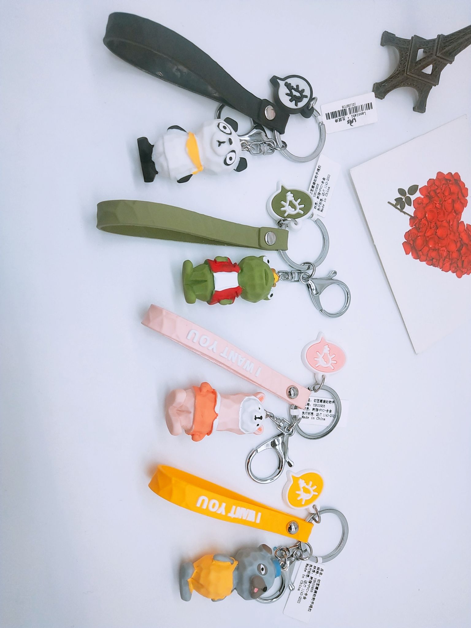 Cartoon animal fashion pattern figure key chain gift hanging backpack zipper accessories full figure