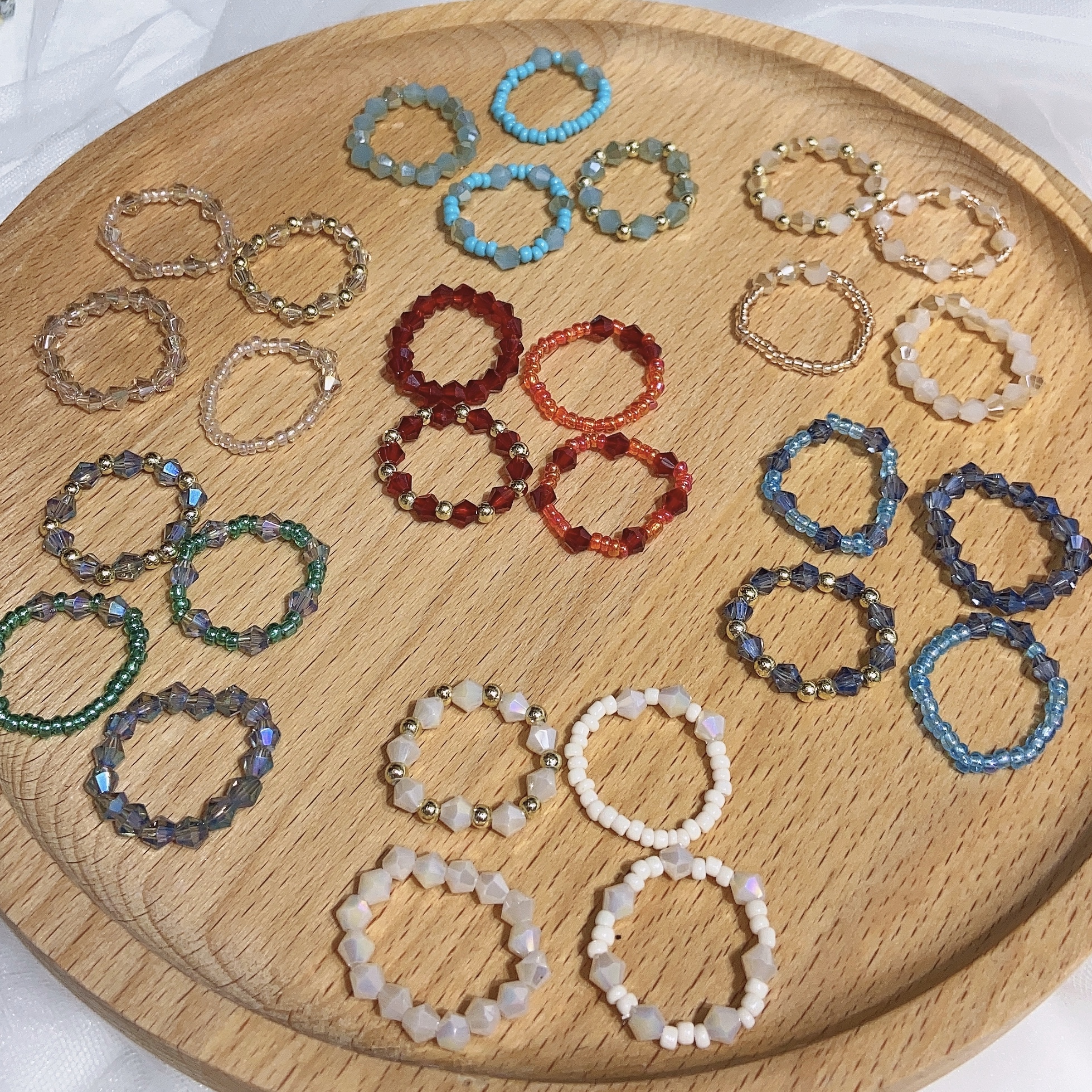 Crystal rice bead ring undefined