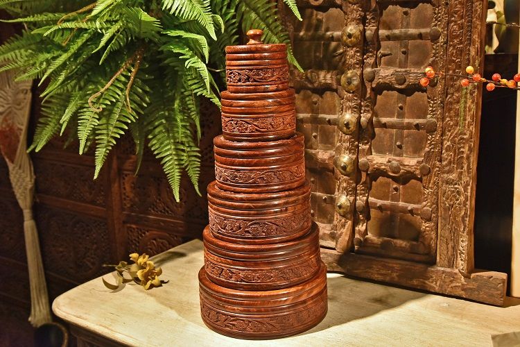 菩提木雕花平盖储物盒6