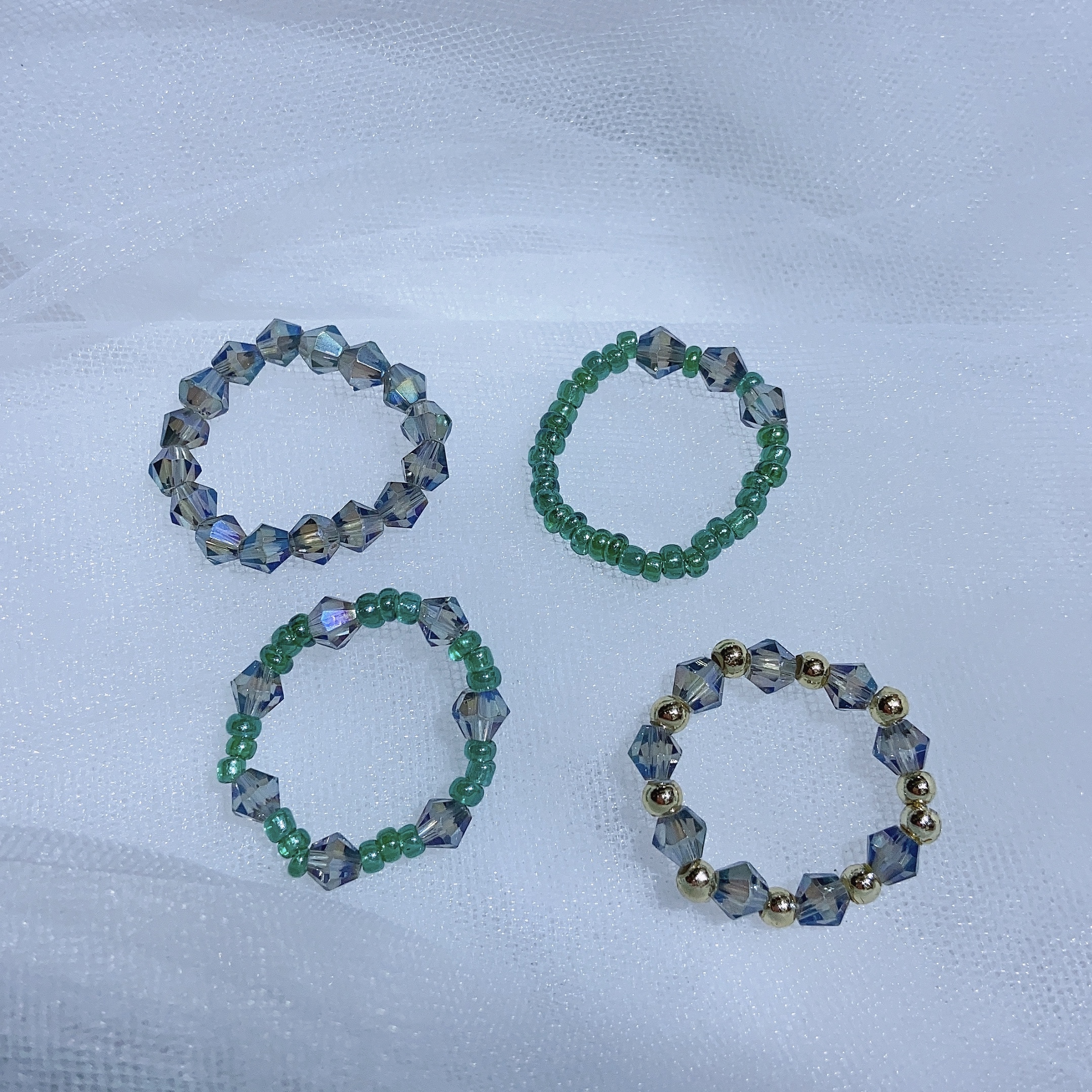 Crystal rice bead ring undefined