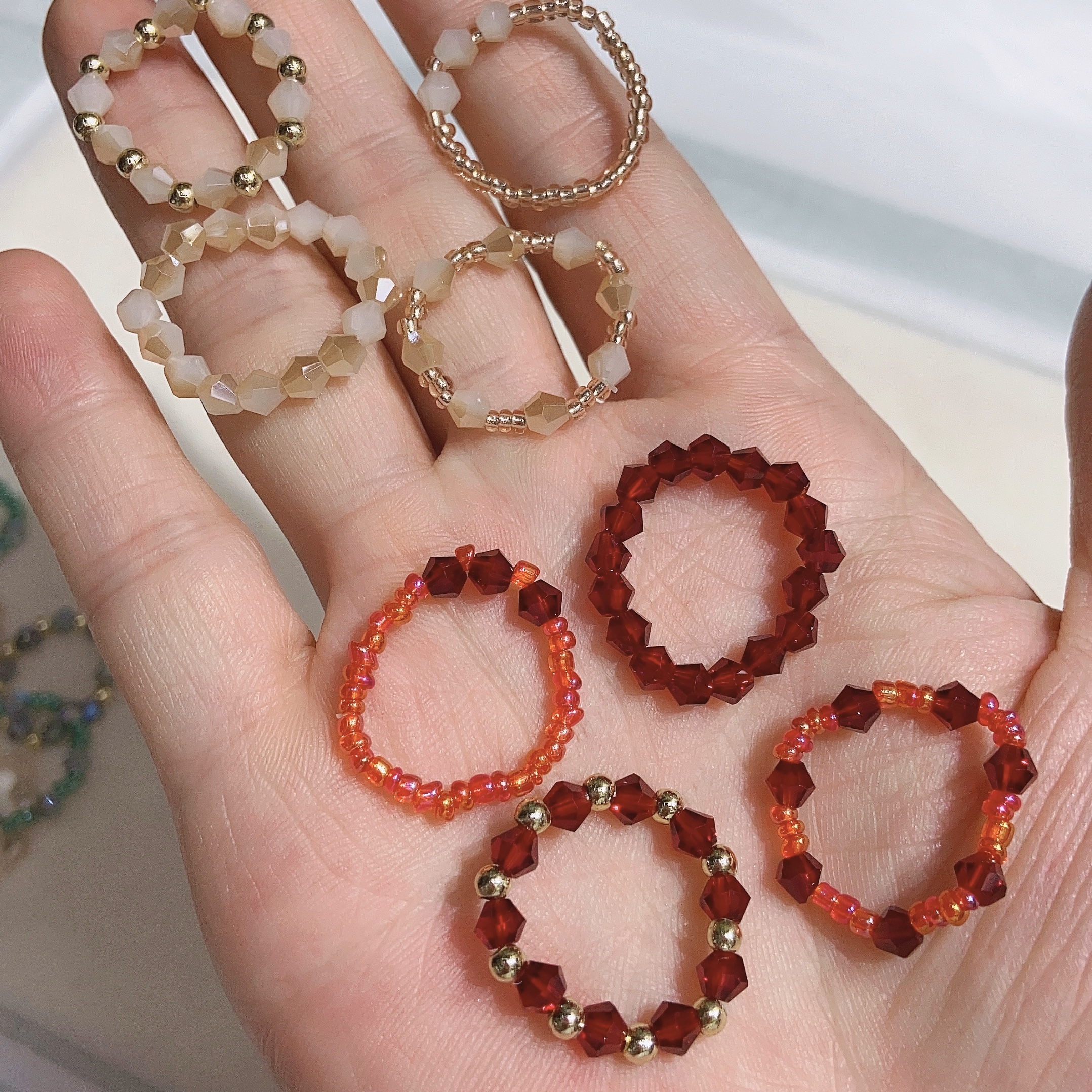 Crystal rice bead ring Specification image