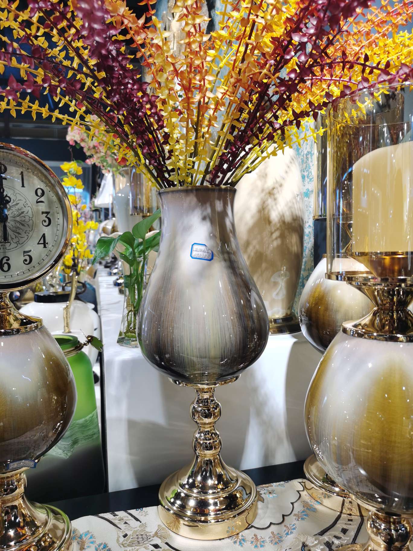 欧式新中式花瓶摆件陶瓷干花装饰客厅茶几摆设变插花花器带时钟详情图2