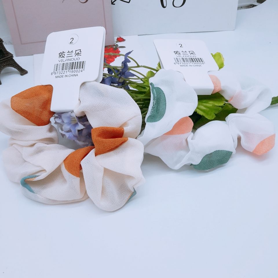 Plaid pig colon scrunchie Floral colon ring jennie Headdress Headtie Hair accessory Simple girls all tie hair tie details Picture