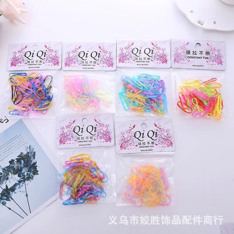 Wholesale of Japanese and Korean children's hair accessories, super durable, strong and unbreakable crystal rubber bands, hair ties, braids, and candy small leather rings