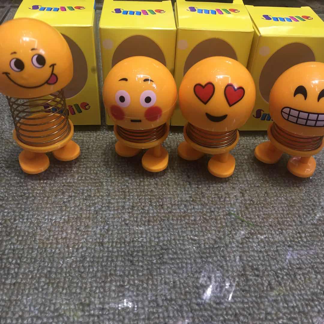 Pretty Stress Relief Emoji Bobblehead Cartoon Personality Car Decoration Car Spring Smiley Jewelry full figure