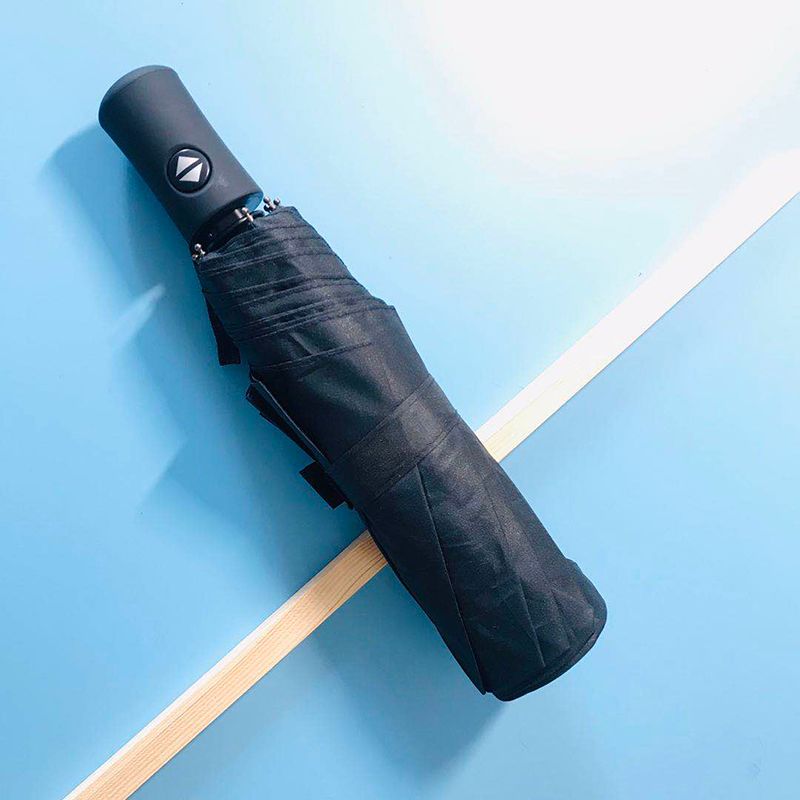 新款全自动素色黑胶晴雨伞折叠三折伞定制广告logo防晒遮阳详情图8