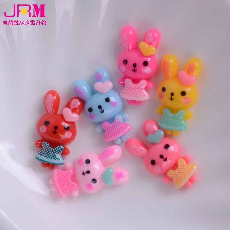 Jingrimei factory direct selling mobile phone DIY accessories box accessories Rabbit resin materials children hairpin accessories thumbnail