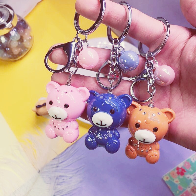Point Drill you fan Ride Bear car keychain pendant Couple keychain car pendant Lady student bag pendant