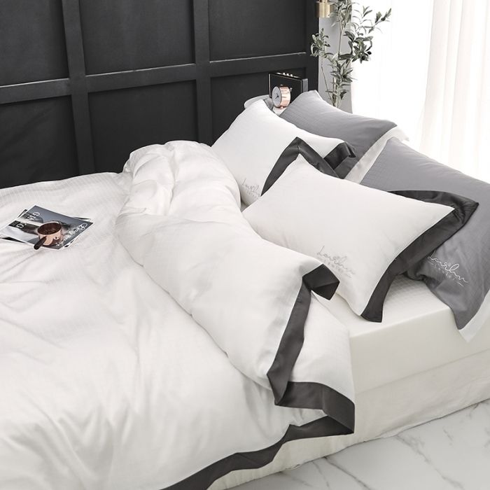 80 tencel 4-piece bedding set embroidered Earl Grey ivory