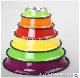 Factory direct sales of stainless steel dog pet bowls, colored bowls, and stainless steel dog bowls detail image 1