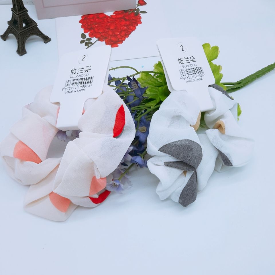 Plaid pig colon scrunchie Floral colon ring jennie Headdress Headtie Hair accessory Simple girls all tie hair tie Specification drawing
