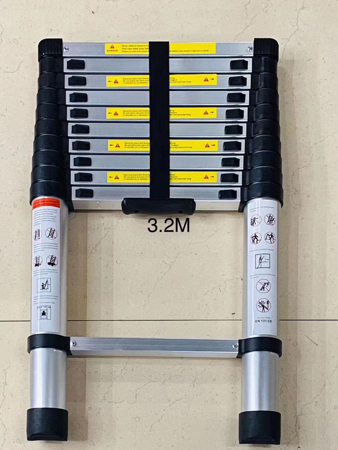 铝合金梯，竹节梯，伸缩梯，单梯，家用梯，梯子2.9m白底实物图