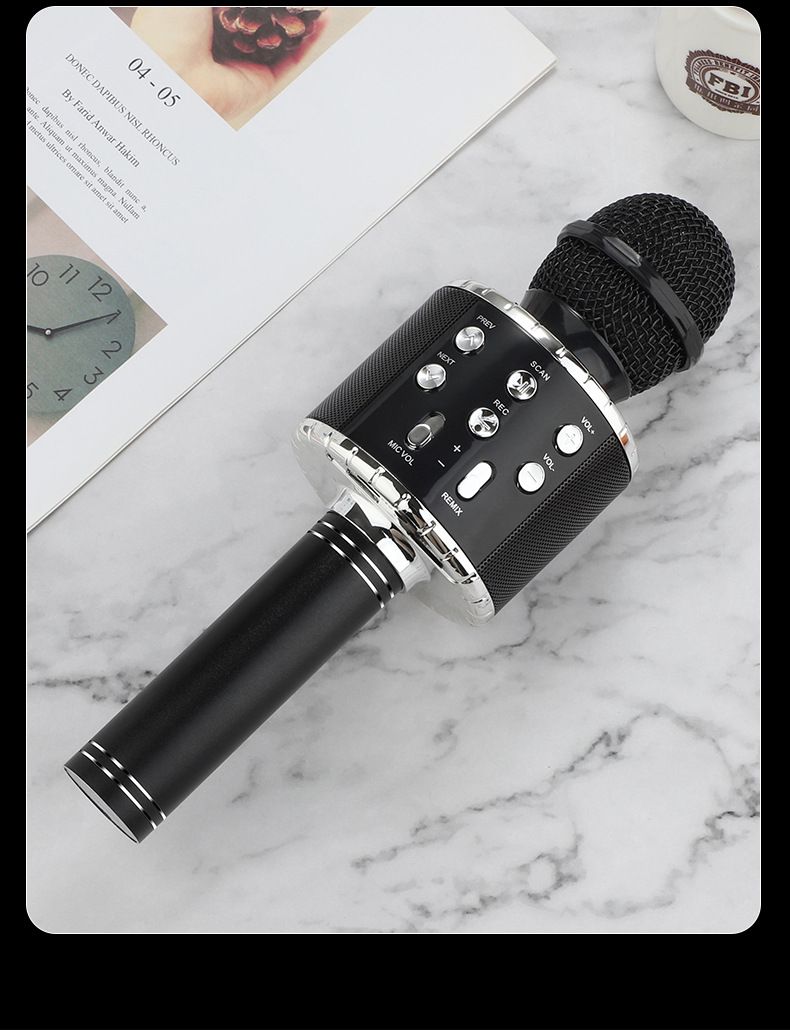 厂家直销858L麦克风带灯话筒 自带音响k歌宝蓝牙无线电容麦克风详情图3