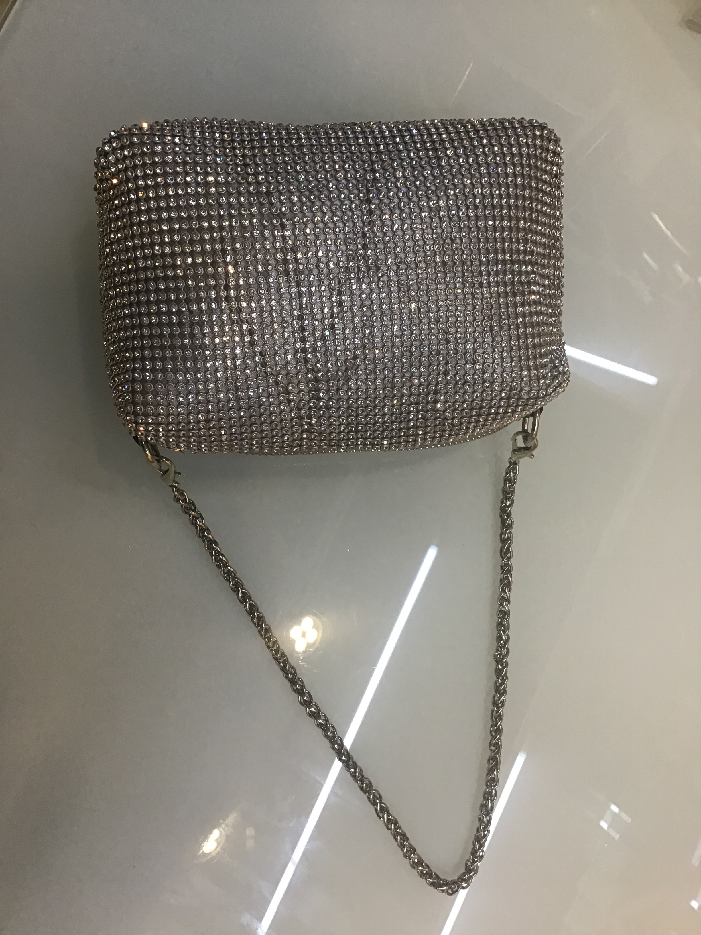 Hand-Made Hand Crossbody Bag With Aluminum And Diamond For Women Dinner Evening Dress Bag details Picture
