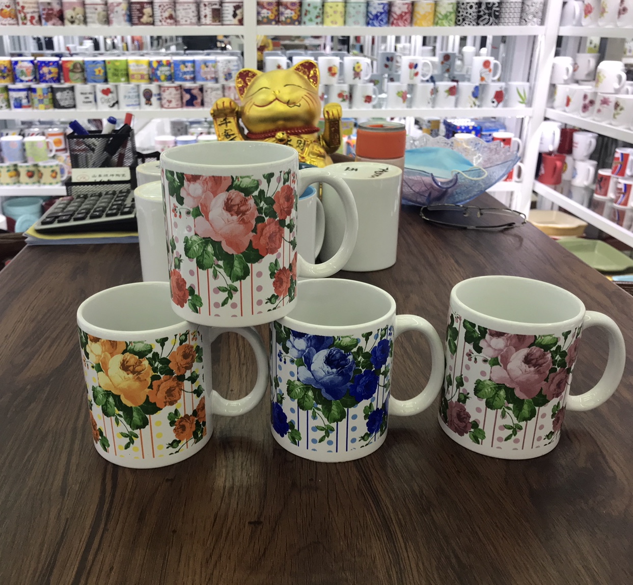 11oz Ceramic cup with floral and plant pictures