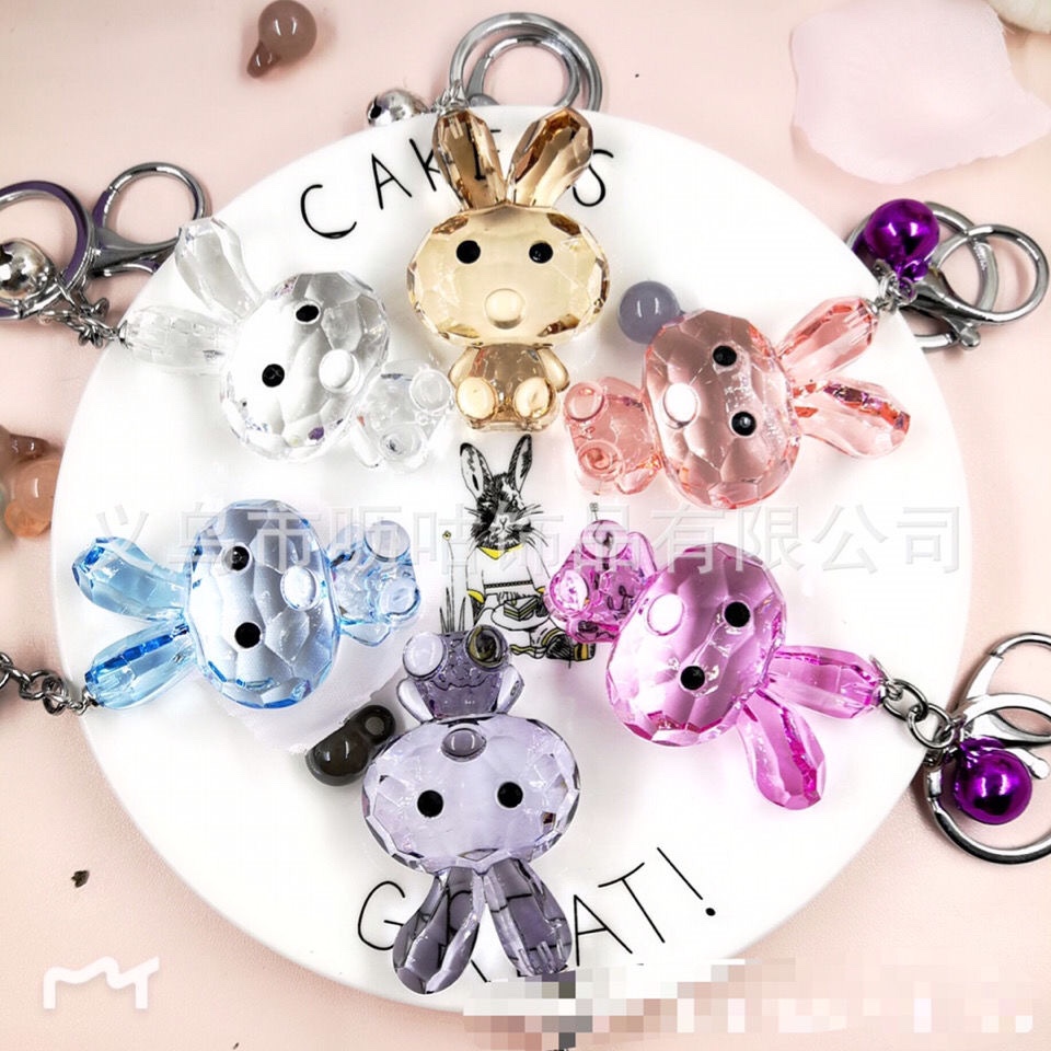 South Korea's new crystal acrylic rabbit keychain cute lady bag crystal rabbit keychain pendant