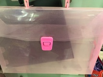 粉色A4锁袋PP磨砂材料文件夹风琴包文件袋
