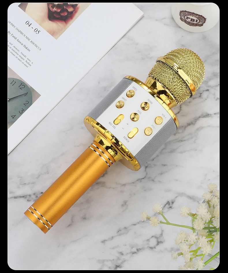 厂家直销858L麦克风带灯话筒 自带音响k歌宝蓝牙无线电容麦克风详情图6