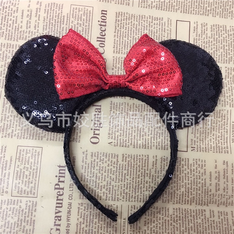 Sequined large bow headband Mickey Pie headband Christmas performance children's hair accessory