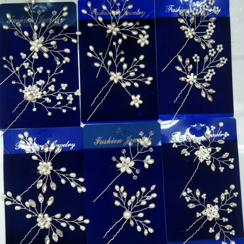 Hand-made Hanhan pearl Bridal hair accessories Crystal Hairpin cross-pin hair accessories Bridal tiara zircon diamond bridesmaid tiara headband photograph bridal tiara wedding ornaments bridal tiara