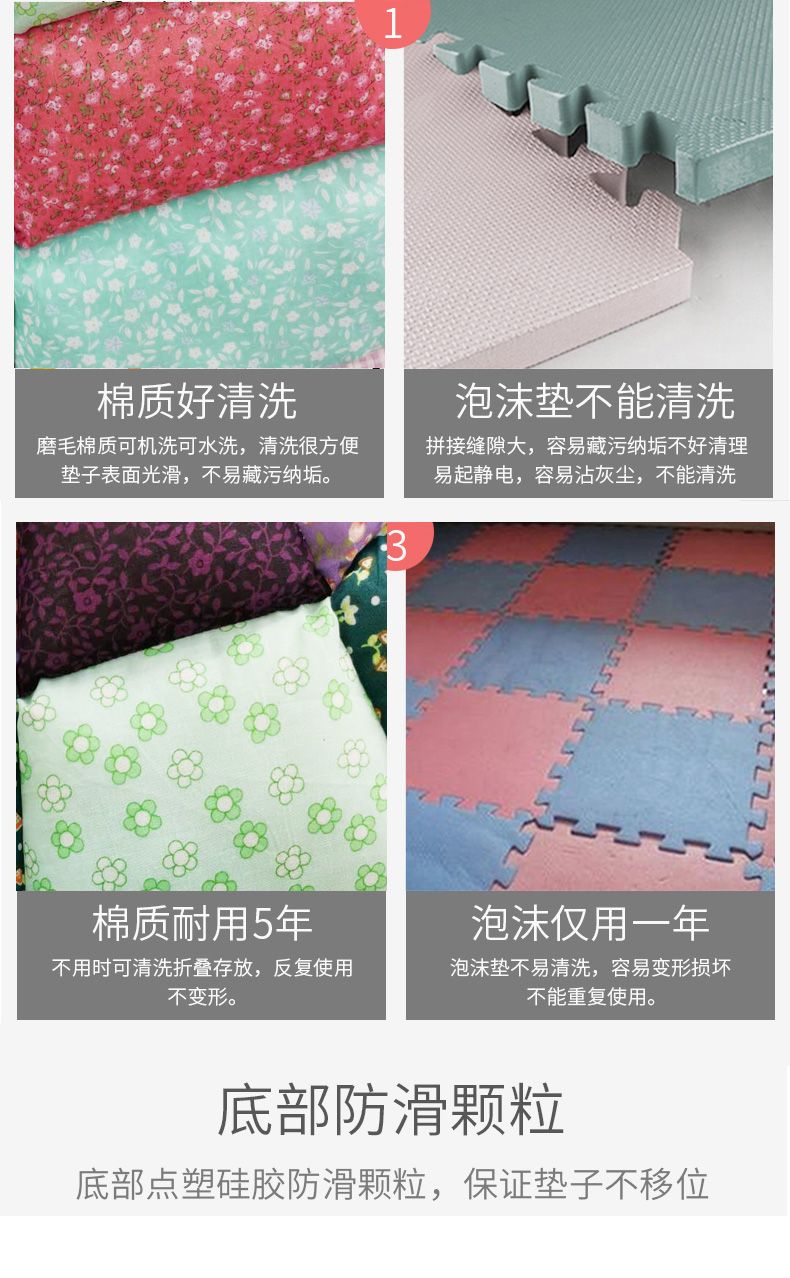 婴儿爬行垫 拼接加厚大圆垫榻榻米地垫客厅家用详情图4