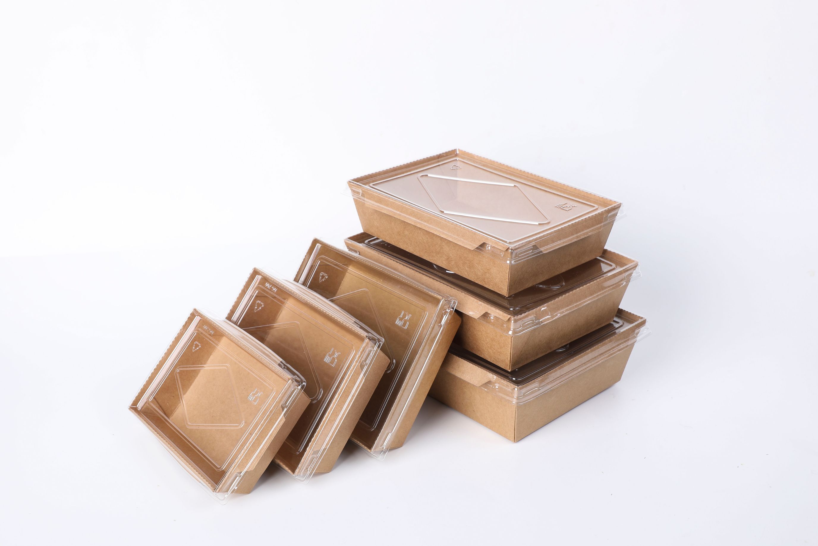 Food Grade Kraft Paper Transparent Lid Sushi Takeout Fast Food Bento Box Salad Mist Box Fried Chicken Box undefined