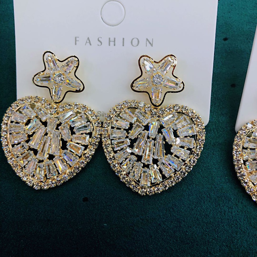 Gold zircon earrings with high quality heavy industry