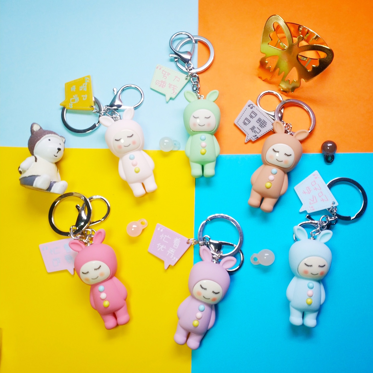 South Korea new sleeping cute doll key chain cute lady bag pendant couple key chain doll holiday gift thumbnail