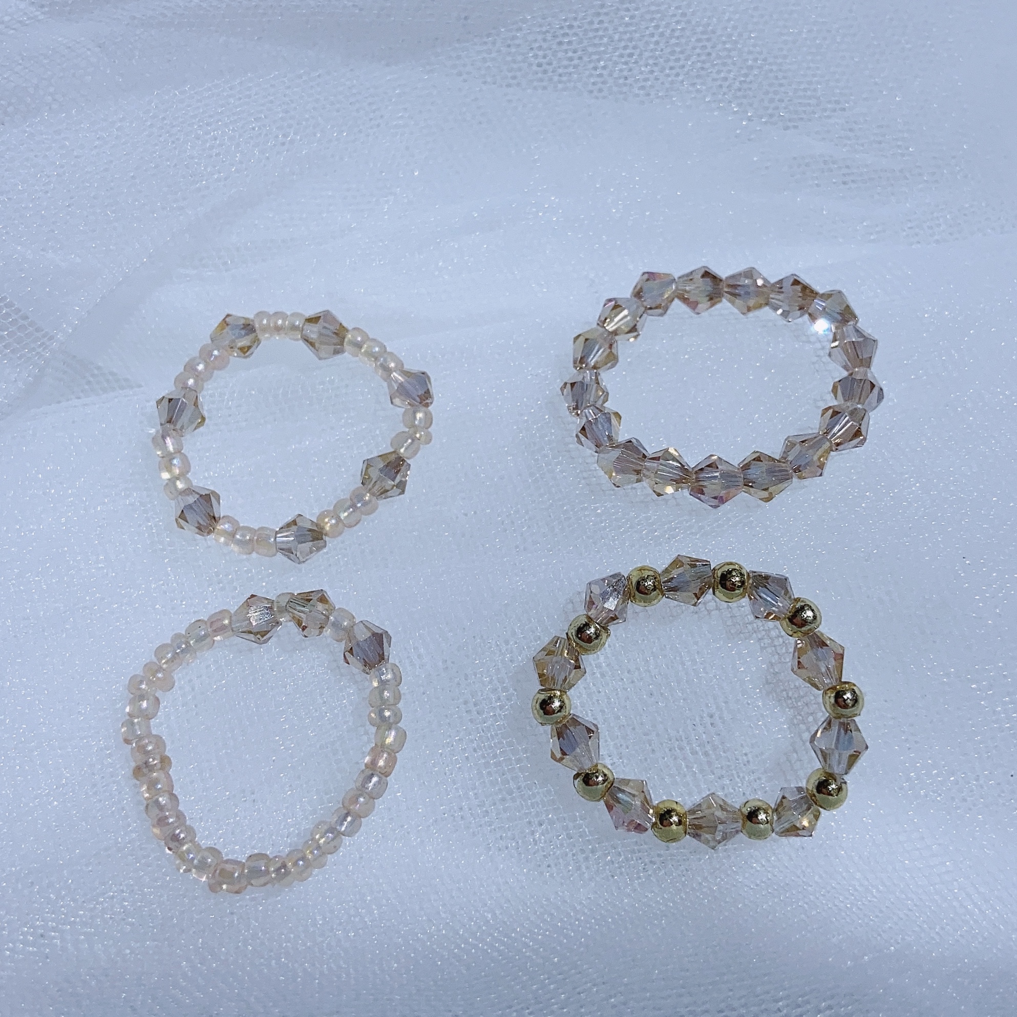 Crystal rice bead ring undefined