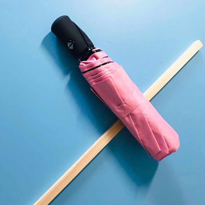 新款全自动素色黑胶晴雨伞折叠三折伞定制广告logo防晒遮阳详情图9