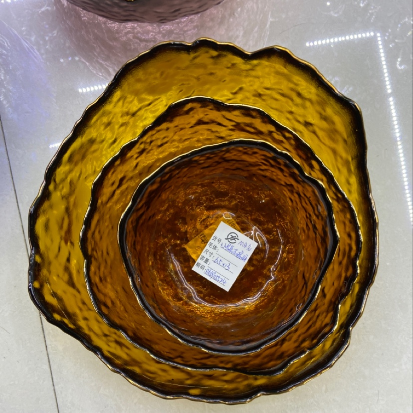 Large tea washing amber nordic wind ins wind borde de oro vajilla de cristal creativo vieras platos para postre ensaladeras