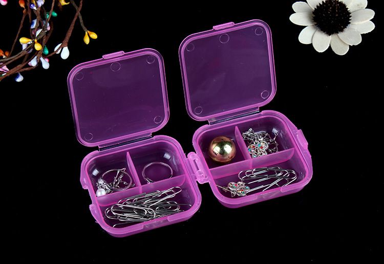 Travel portable 6-compartment sealed medicine box, small accessory plastic storage box, double-layer medicine classification box, gift box wholesale details Picture