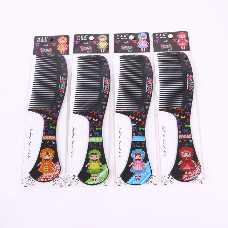 Cartoon Matryoshka Doll Black Plastic Comb Flat Comb Hair Comb