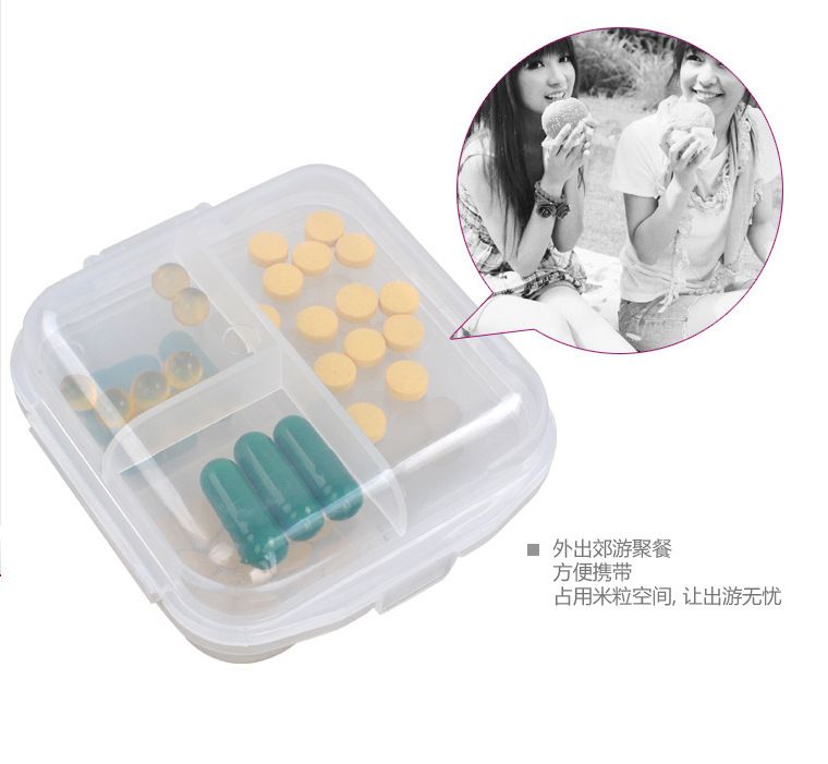 Travel portable 6-compartment sealed medicine box, small accessory plastic storage box, double-layer medicine classification box, gift box wholesale detail image 3
