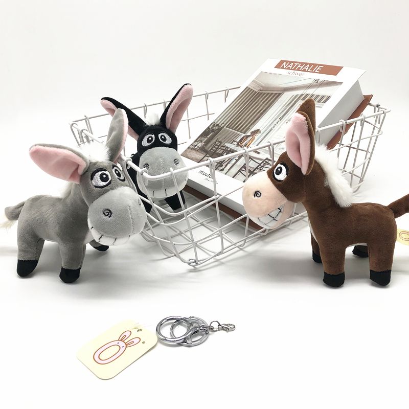 Cute little donkey stuffed toy key chain fair little cute donkey children's schoolbag pendant sweethearts hanging ornaments doll