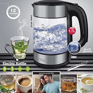 DSP Dansong large capacity 1.7L glass electric kettle high borosilicate glass electric kettle automatic power off with lamp thumbnail