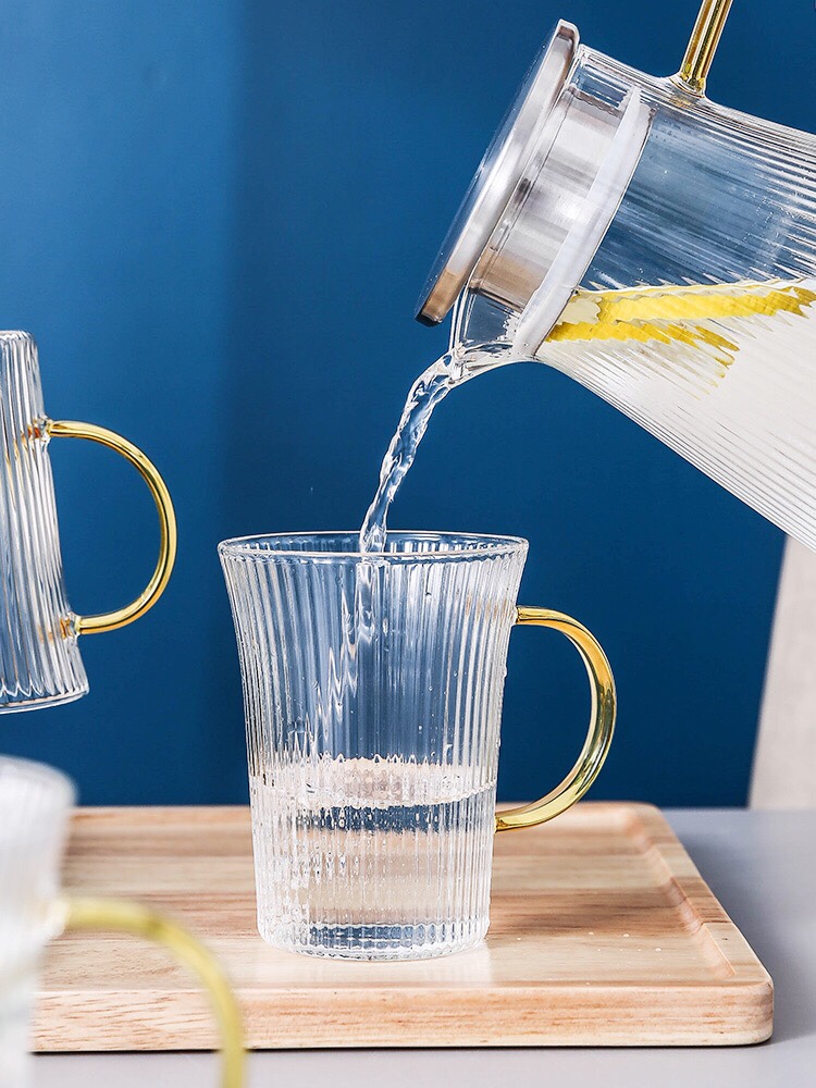 条纹玻璃水壶，水杯详情图6