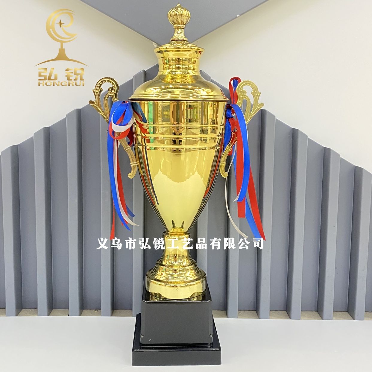 HR-13-6D Metal Trophy, 10*38CM, sports trophy, organizing activities, awarding prizes, customizable logo detail image 1