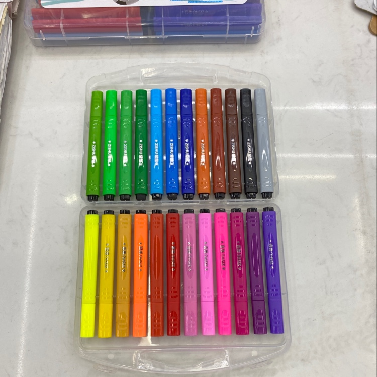 Purple Mouse Zs-204 Large Capacity Triangle Rod 24 Color Washable Watercolor Pen Specification drawing