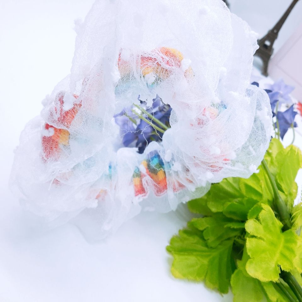 Fairy rainbow headband Mori tie scrunchie super fairy headwear South Korean net red girl face every match out large colon scrunchie Specification drawing