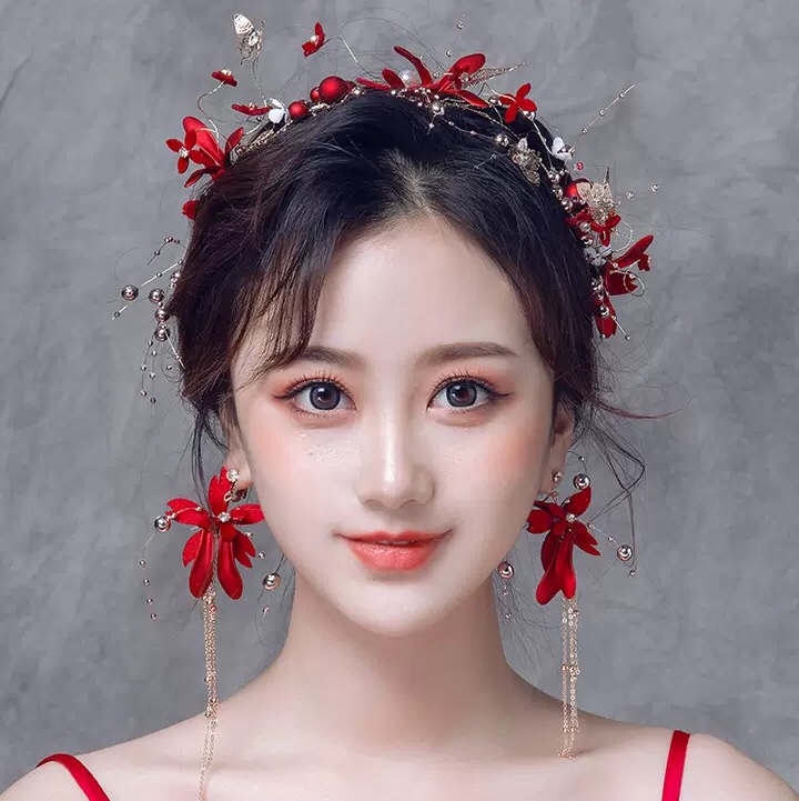 爆款新娘红新娘头饰