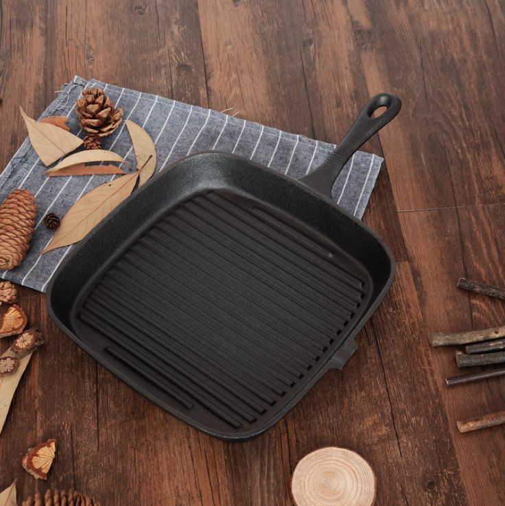 Cast iron stripe frying pan special pan for steaks A skillet for household purpose